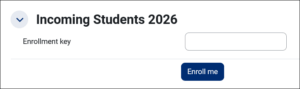 Incoming Students 2026 entry box