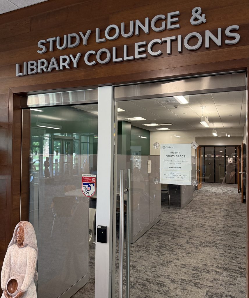 Image of the door leading into the study lounge in the library.