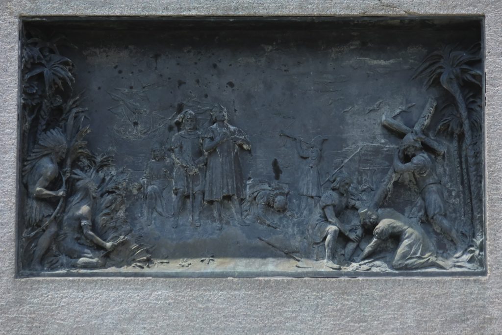 Bas relief, Syracuse Columbus statue