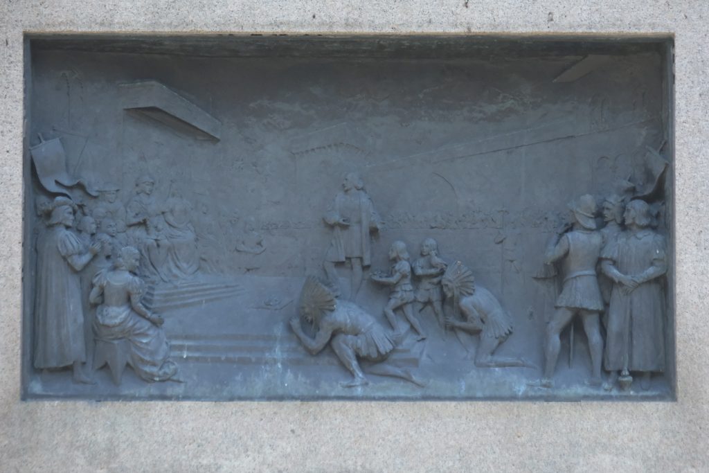 Bas relief, Syracuse Columbus statue