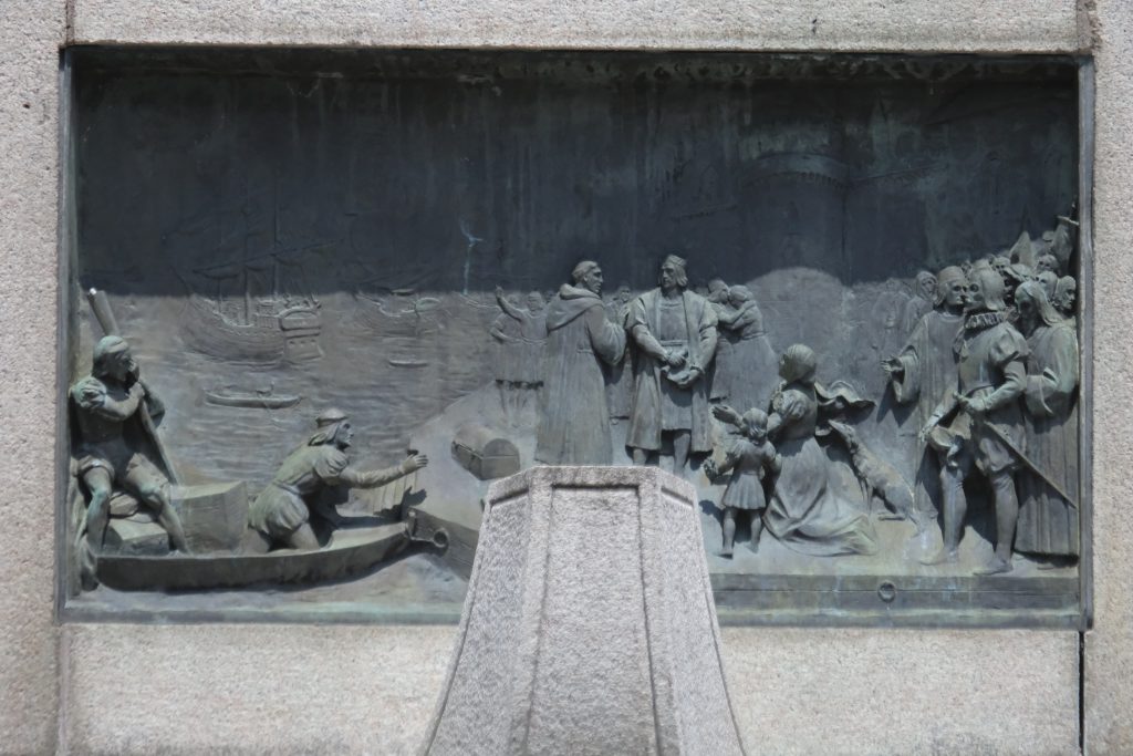 Bas relief, Syracuse Columbus statue